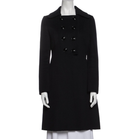 SJSJ Double Breasted Pea Coat Deep Navy Blue Angora Mink Wool Sz M - Picture 11 of 11